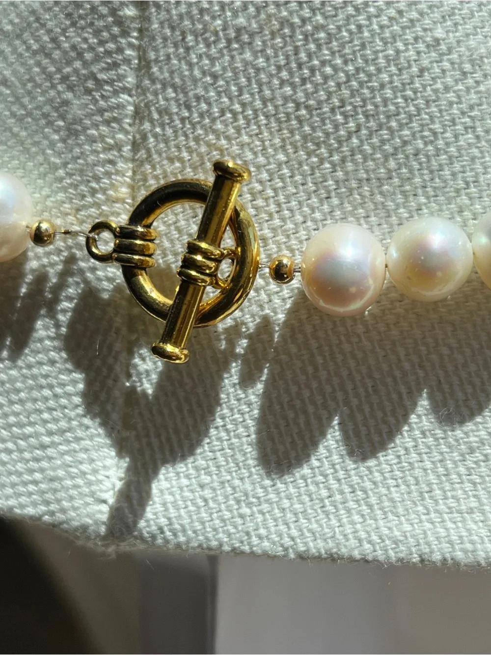 Gold Tone Floral Pendant Pearl Necklace with Ivory Pearls
